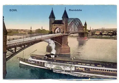 BINNENSCHIFFE - RHEIN, Köln-Düsseldorfer Schaufelraddampfer vor Bonn, 1923