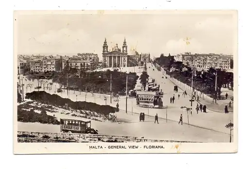 MALTA - FLORIANA, General View, 1933, Tram, Omnibus