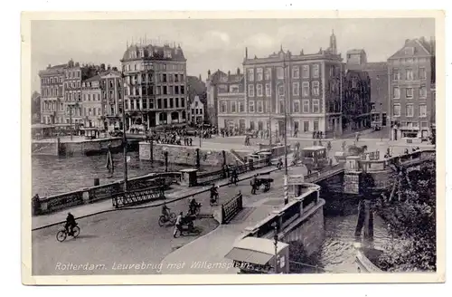 NL - ZUID-HOLLAND - ROTTERDAM, Leuvebrug met Willemsplein, 1938