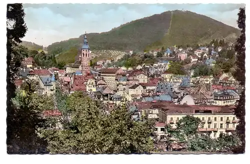 7570 BADEN - BADEN, Panorama mit Merkur, 1958