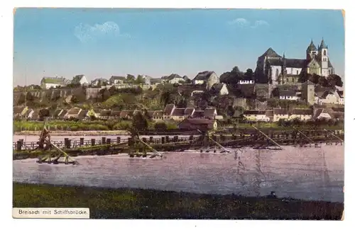 7814 BREISACH, Schiffsbrücke über den Rhein, 1919
