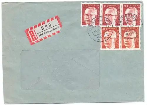 5804 HERDECKE, R-Brief mit alter PLZ 5812, 1974