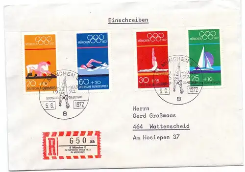 OLYMPIA 1972 MÜNCHEN, TURNEN, Sonderstempel, Sonder-R-Zettel