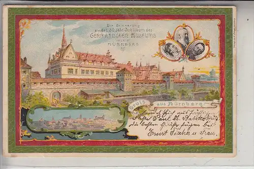 8500 NÜRNBERG, Lithographie,  50 jähr. Jubiläum  GERMANISCHES MUSEUM