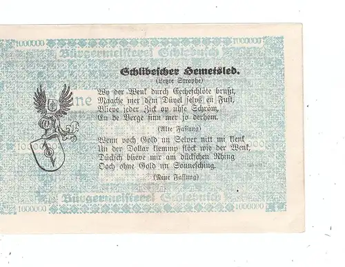 5090 LEVERKUSEN - SCHLEBUSCH, Notgeld 1923, 1 Million, Serie D, sehr gute Erhaltung