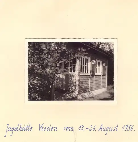4426 VREDEN,Jagdhütte 1956, aufgeklebtes Photo, 10,2 x 7,4 cm