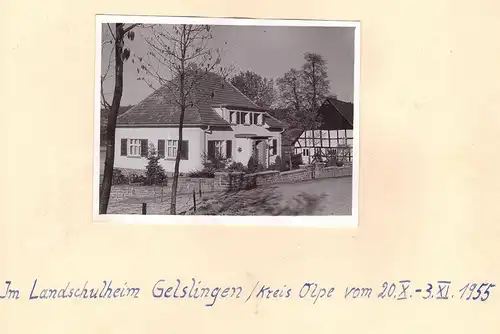 5962 DROLSHAGEN - GELSLINGEN, Schullandheim 1955, aufgeklebtes Photo, 10,5 x 8,3 cm