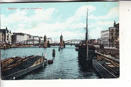 POMMERN - SZCZECIN / STETTIN, Hafen mit Hansabrücke