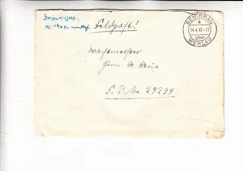 OSTPREUSSEN - SCHIRRAU / DALNEJE über Wehlau, Postgeschichte, Feldpostbrief  2.Weltkrieg, 1942
