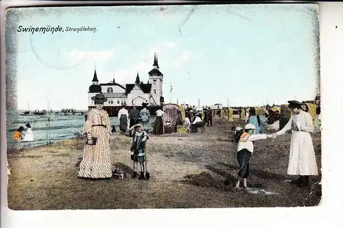 POMMERN - SWINOUJSCIE / SWINEMÜNDE, Strandleben, 1903, kl. Druckstelle