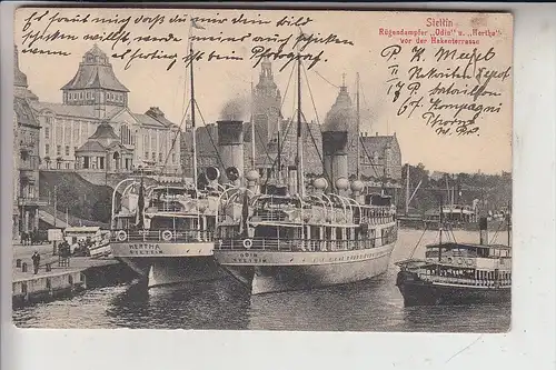 POMMERN - STETTIN / Szczecin, Hakenterrasse, Ostsee / Rügendampfer "ODIN" & HERTHA",  Feldpost 1.WK