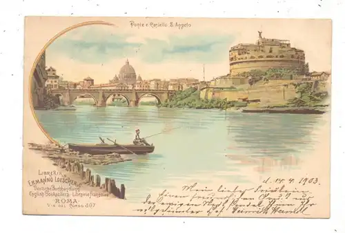 I 00100 ROMA, Ricordo di Roma, 1903, Lithographie, Angler / fishing