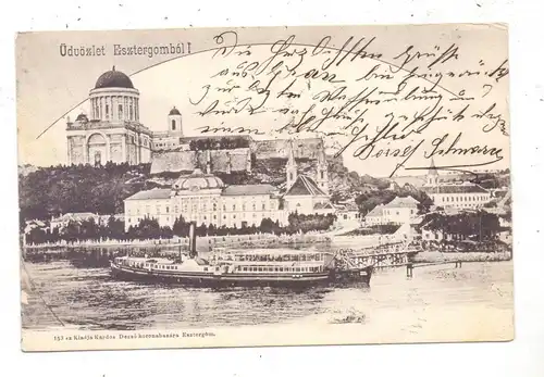H 2500 ESZTERGOM, Kloster, Donau  Dampfer, 1904