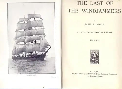 THE LAST OF THE WINDJAMMERS, Vol. I & II, 1963 Glasgow, normal and complete condition, cornered