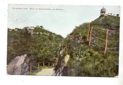 5650 SOLINGEN - BURG,Blick auf Diedrichshöhe und Schloß, 1913