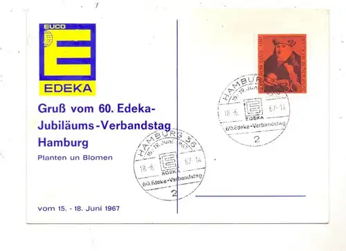 2000 HAMBURG, Sonderpostkarte 60. EDEKA Jubiläums Verbandstag, 1967