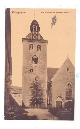 3308 KÖNIGSLUTTER, Am Kirchhof mit evangelischer Kirche, 1924
