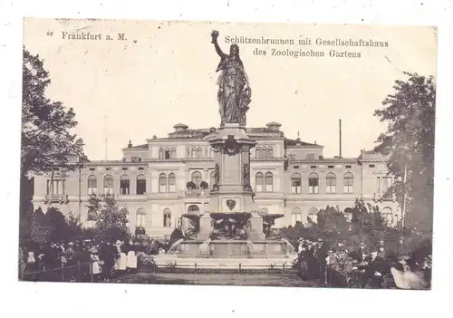 6000 FRANKFURT, Schützenbrunnen mit Gesellschaftshaus des Zoologischen Gartens, Zoo, 1907