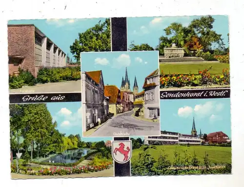 4415 SENDENHORST, Krankenhaus, Turnhalle, Weiher, Ehrenmal, Oststrasse, rücks. Klebereste