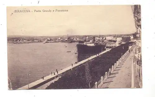 I 96100 SIRACUSA / SYRAKUS, Porto Grande, Ozeanschiff Fracht, 1927