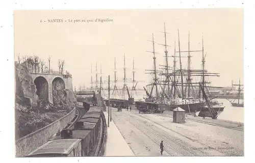 F 44000 NANTES, Le port au quai d'Aiguillon, Eisenbahn, Segelschiffe