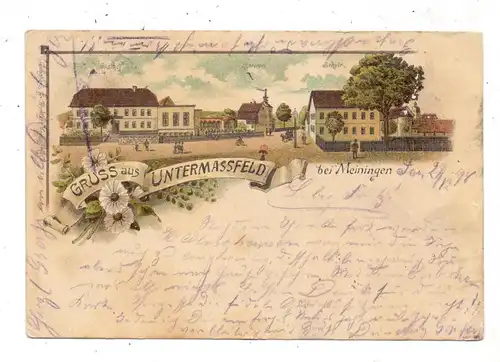 0-6101 UNTERMASSFELD, Lithographie 1898, Gasthof, Schule
