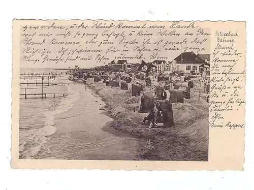 2435 DAHME, Strandpartie, NS-Beflaggung, 1933