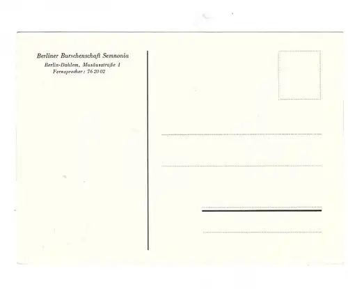 1000 BERLIN - DAHLEM; Studentica, Burschenschaft Semnonia