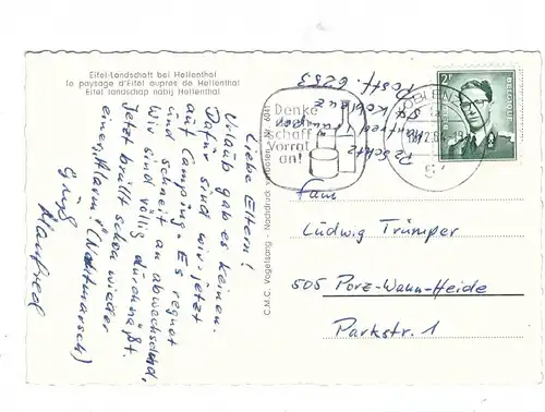 5374 HELLENTHAL, Eifellandschaft bei Hellenthal, belgische Briefmarke