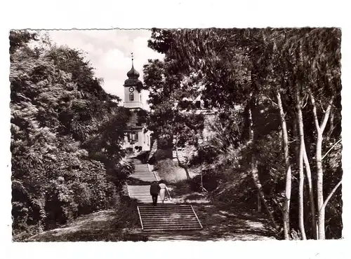 7848 BAD BELLINGEN, Treppe mit Blick zur Kirche, 1964