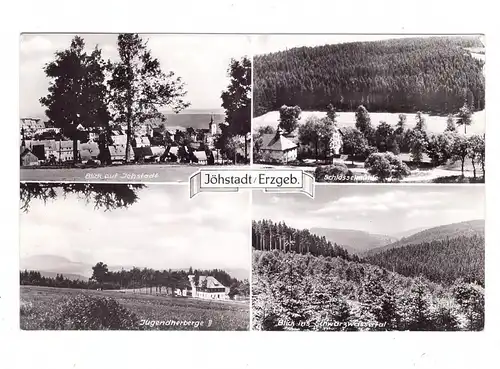 0-9308 JÖHSTADT, Schlösselmühle, Jugendherberge, Schwarzwassertal, Ortsansicht, 1959