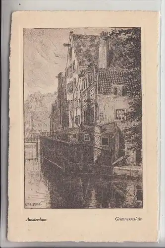AMSTERDAM, Grimnessesluis, Künstler-Karte Louis Landre