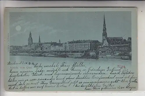 LETTLAND, RIGA, Mondscheinkarte, Ansicht vom Quai