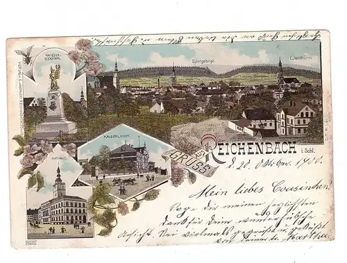 NIEDER-SCHLESIEN - REICHENBACH / DZIERDZONIOW, Lithographie 1900, mit Glimmer