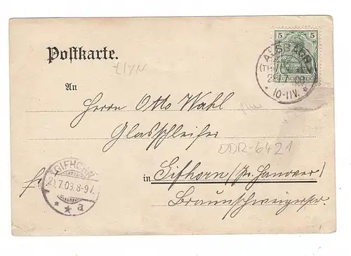 0-6420 NEUHAUS - LIMBACH / Rennweg, Lithographie, Porzellanfabrik, Neumanns Grund, Post, Jugendstilornamente