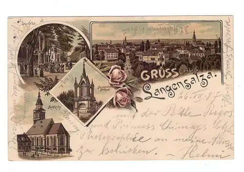 0-5820 BAD LANGENSALZA, Lithographie, Gruß aus..., 1897