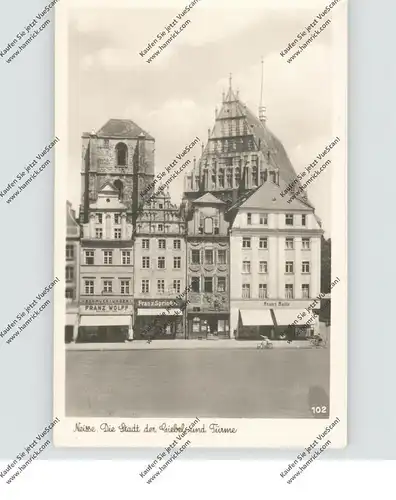 OBER-SCHLESIEN - NEISSE / NYSA, Marktplatz, Geschäfte Wolf / Springer / Katte