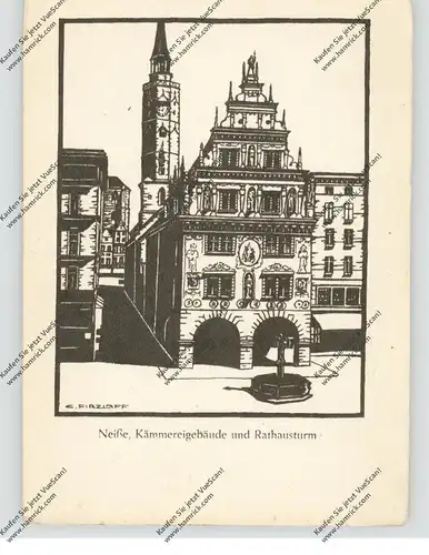 OBER-SCHLESIEN - NEISSE / NYSA, Kämmereigebäude und Rathausturm, Nachkriegs-AK