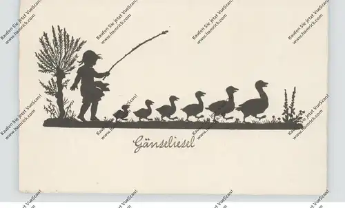 KINDER - Mädchen mit Gänsen, "Gänseliesel", Schattenbild