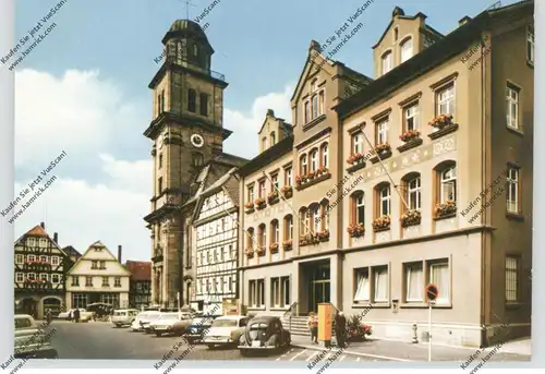 6420 LAUTERBACH, Rathaus & Kirche, VW-Käfer, FORD, FIAT, Post-Briefkasten