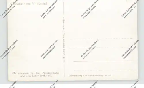 8103 OBERAMMERGAU, Gesamtansicht, Künstler-Karte V. Marschall