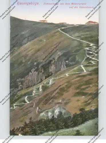 NIEDER-SCHLESIEN - SCHNEEKOPPE / SNEZKA, Melzergrund , Zickzackweg auf die Riesenbaude, 1916, Höckendorf