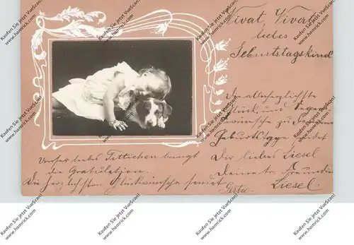 KINDER - Mädchen mit kleinem Hund, 1905