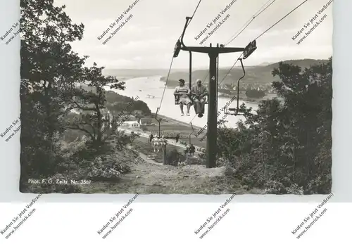 5484 BAD BREISIG, Sesselbahn zur Burg Rheineck, Landpoststempel "Rheineck über Brohl", 1955