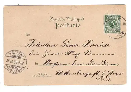 0-6712 TRIPTIS, Lithographie 1898, Porzellanfabrik, Kriegerdenkmal, Postamt, Rathaus...