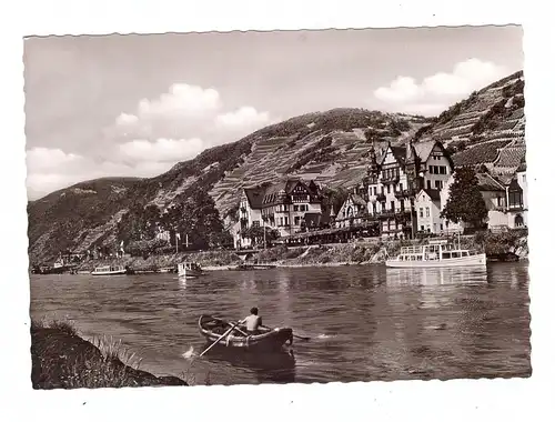 6220 RÜDESHEIM - ASSMANNSHAUSEN, Hotel KRONE, Blick vom Rhein, Ruderboot
