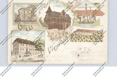 0-5000 ERFURT - VIESELBACH, Lithographie, Gasthof zum Burghof, Villa Deinhardt, Amtsgericht, Kriegerdenkmal...