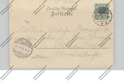 0-6300 ILMENAU, Lithographie 1898, Lindenstrasse, Gabelbach, Goethehäuschen, Kickelhahn