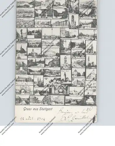 7000 STUTTGART, Mikro-Karte, über 50 Ansichten, 1904