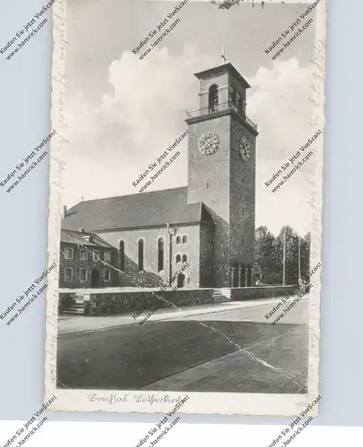 7520 BRUCHSAL, Lutherkirche, 1942, Feldpost Lazarett Bruchsal, breite Druckstelle